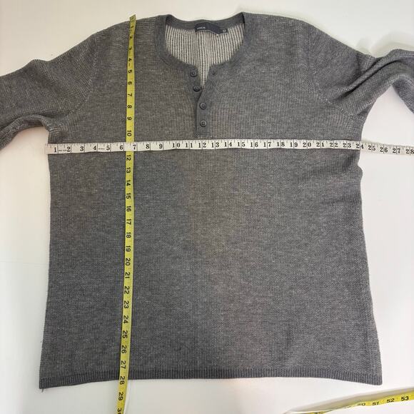 Vince Mens Wool Ribbed Knit Gray Henley Pullover Sweater XL - Picture 9 of 9
